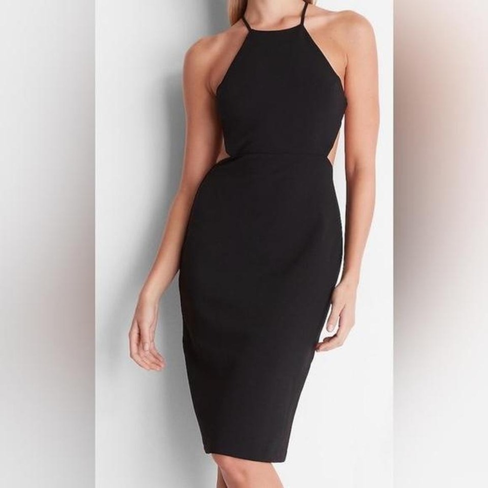 Express Black Cutout Back Bodycon Midi Dress –‎ Sleek & Sexy LBD Size L